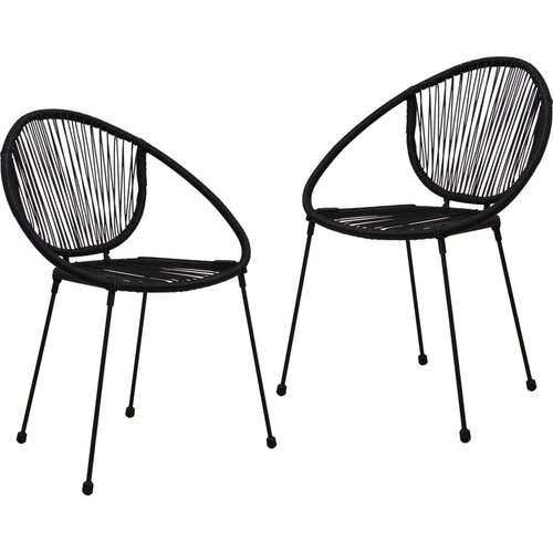  3-dijelni vanjski blagovaonski set od PVC ratana crni Slike