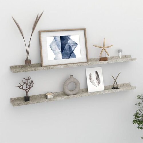 VidaXL Zidne police 2 kom siva boja betona 100 x 9 x 3 cm Slike