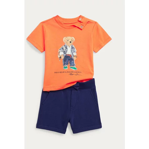 Polo Ralph Lauren Komplet majica in kratke hlače 320910646001 Oranžna Regular Fit