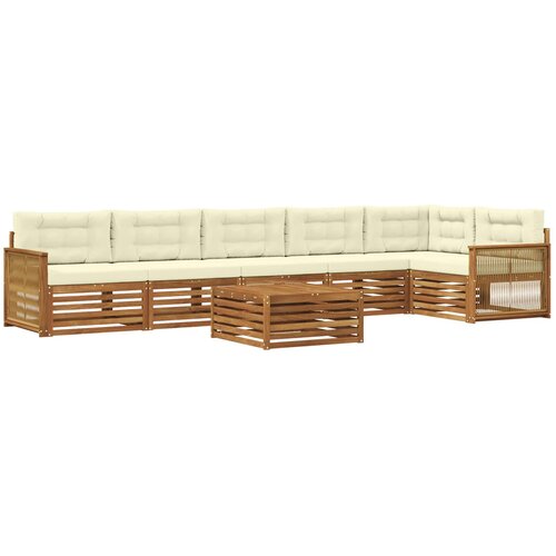 vidaXL Zunanja garnitura za sedenje z blazino 7 pcs Naravna in smetana, (5000271825) Cene