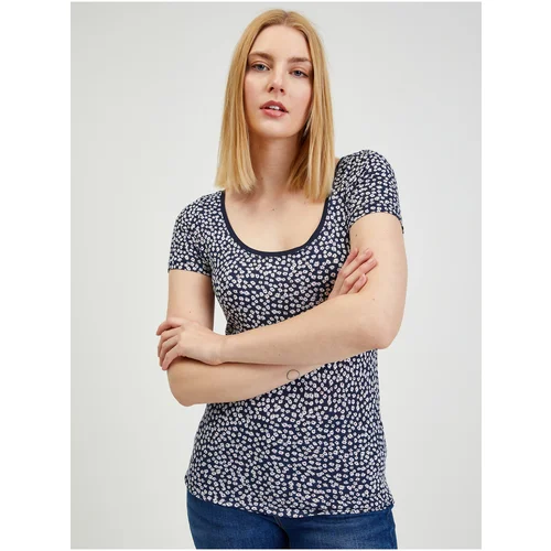 Orsay Dark blue women's floral T-shirt - Women