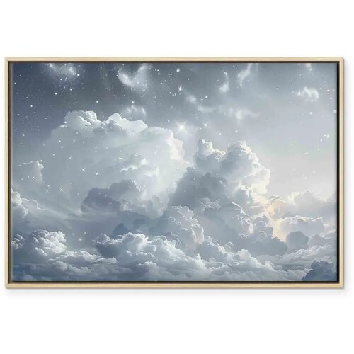  Slika - Astral Calm: Stars Scattered Over Delicate Clouds 120x80 U prirodnom drvenom okviru Cene