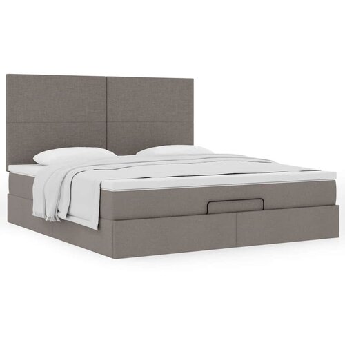 VidaXL Otomanski krevet s madracem smeđesivi 180x200 cm od tkanine Slike