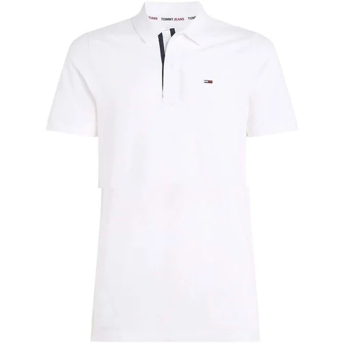 Tommy Jeans Slim Flag Placket Polo Shirt White Bijela