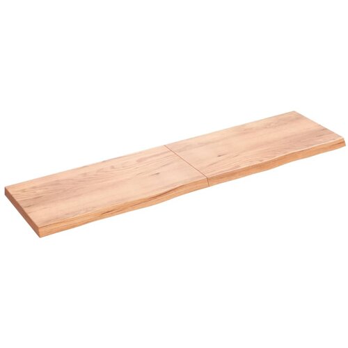 VidaXL Stenska polica svetlo rjava 200x50x6 cm trdna hrastovina Slike