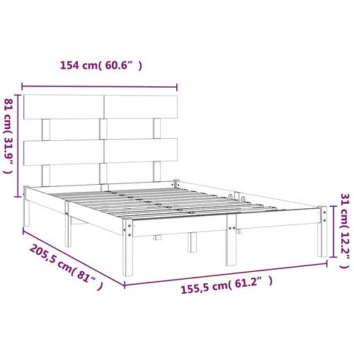  Okvir za krevet od masivnog drva 150 x 200 cm veliki bračni Slike