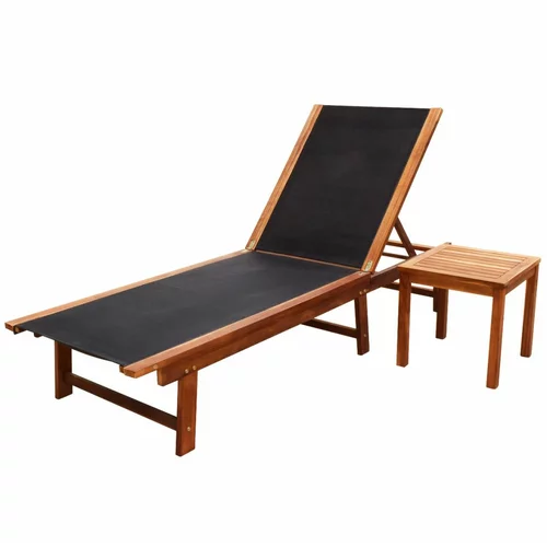  Ležaljka za sunčanje sa stolom bagremovo drvo i tekstilen