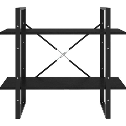 VidaXL Knjižna omara 2-nadstropna črna 80x30x70 cm trdna borovina Slike
