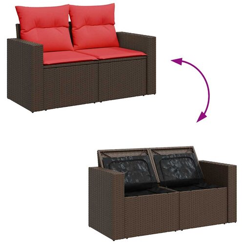  9-dijelni set vrtnih sofa s jastucima smeđi od poliratana bagrem Slike