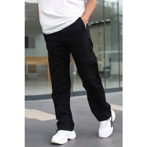 Madmext Men's Black Wide Leg Cargo Pocket Trousers 6826