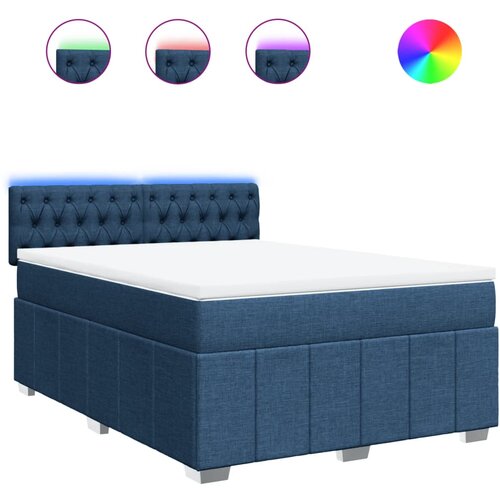 vidaXL Box spring postelja z vzmetnico modra 140x200 cm blago, (21321313) Cene