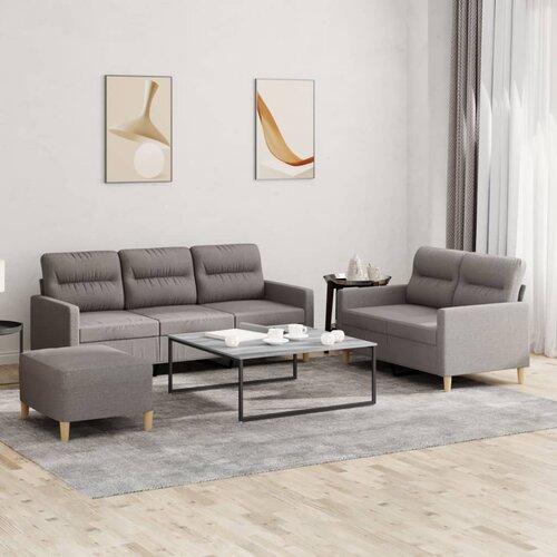  3-dijelni set sofa s jastucima smeđesivi od tkanine Cene