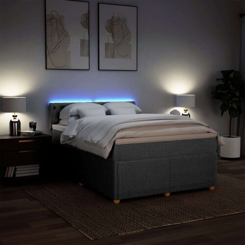 VidaXL Krevet s oprugama i madracem svjetlosivi 140x190 cm od tkanine Slike