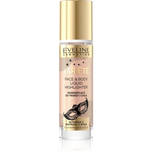 Eveline Cosmetics Vari&amp;eacute;t&amp;eacute; tekoči osvetljevalec za obraz in telo odtenek 01 Champagne Gold 30 ml Slike