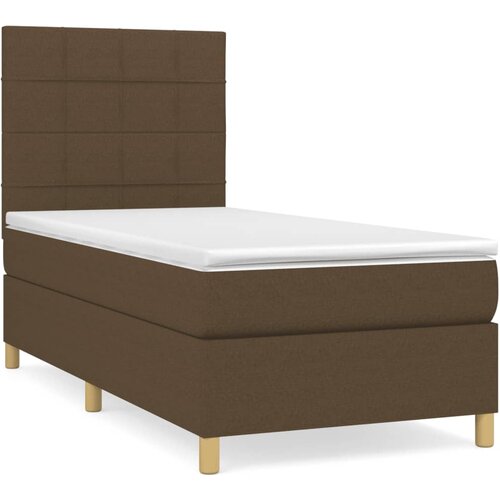 Maison Chic Box spring postelja - Vzmetna postelja z vzmetnico temno rjav 90x190 cm blago SL160, (21909599) Slike