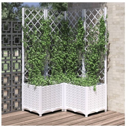 vidaXL Vrtna sadilica s rešetkom bijela 80 x 80 x 136 cm PP Cene