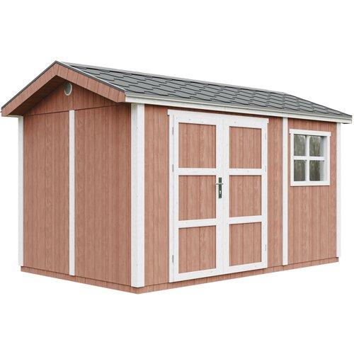 Timbela Vrtna hi&scaron;ica vrhunske kakovosti 8,68 m&sup2; - V252x250x412 cm - s tlemi in bitumenskimi plo&scaron;čicami - M914A-REDWOOD RED, (5000117193) Cene