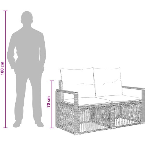  Sjedeća garnitura za vrt 10 kom. Siva poliratan 61 x 62 x 70 cm Slike