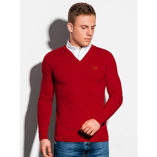 Ombre Muški džemper E120 bijeli crveno crveno Cene