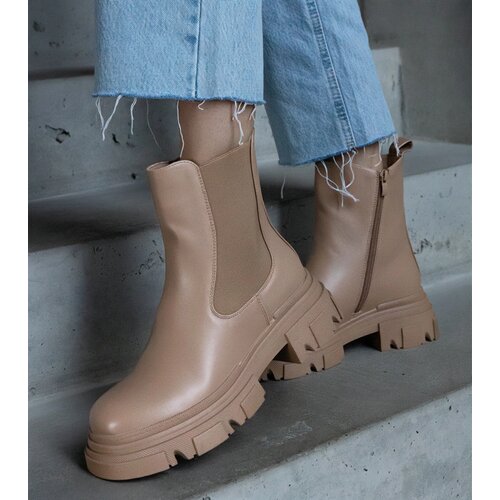 Gemre Amaris insulated beige ankle boots with a zipper eco leather Cene