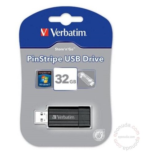 Verbatim 32GB Pinstripe USB 2.0 stick black Slike