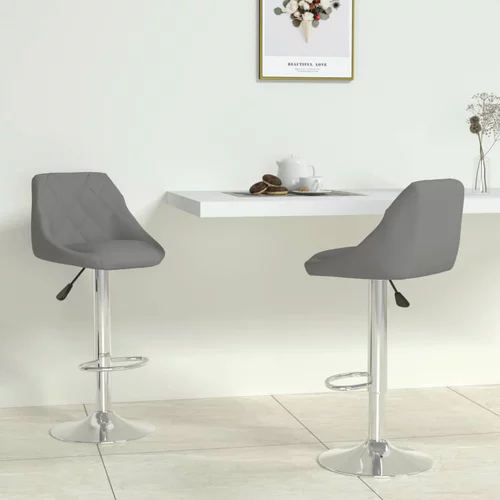  Barski stolci od umjetne kože 2 kom sivi