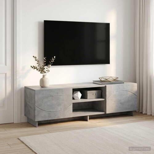  TV stalak 140 x 34,5 x 40 cm Betonska siva Konstruirano drvo Slike