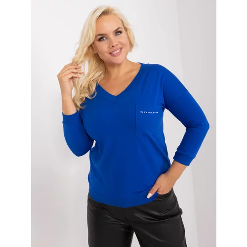 Fashion Hunters Cobalt blue plus size blouse with pocket