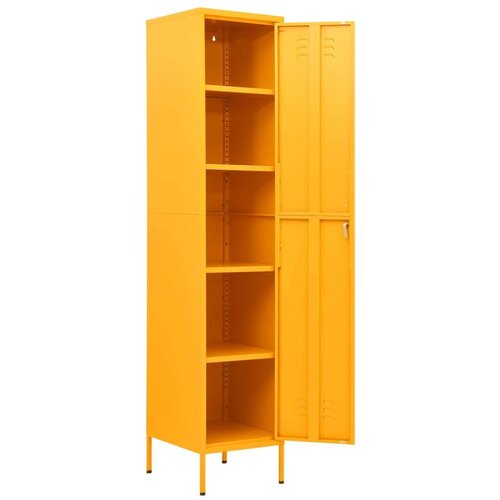 VidaXL Omara s ključavnico gorčično rumena 35x46x180 cm jeklo Slike