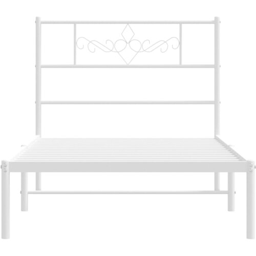  Metalni okvir za krevet s uzglavljem bijeli 107x203 cm Slike