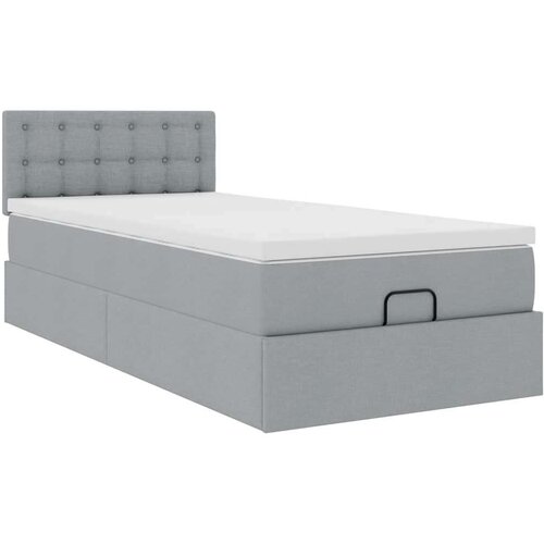 VidaXL otomanski krevet s madracem svijetlosivi 90x200 cm tkanine Slike