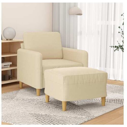 vidaXL Fotelj s stolčkom za noge krem 60 cm blago Cene