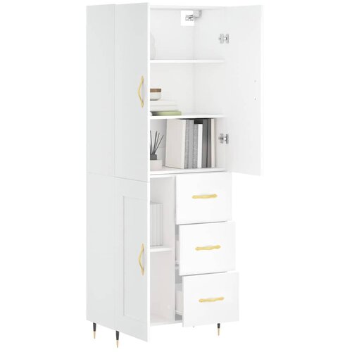  Visoka komoda bijela 69,5x34x180 cm konstruirano drvo Slike