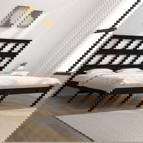  Posteljni okvir črn iz trdne borovine 200x200 cm, (20684715) Slike