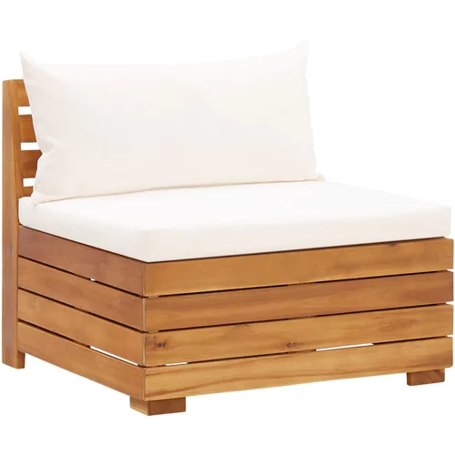 vidaXL Sekcijski sredinski kavč z blazinami trden akacijev les