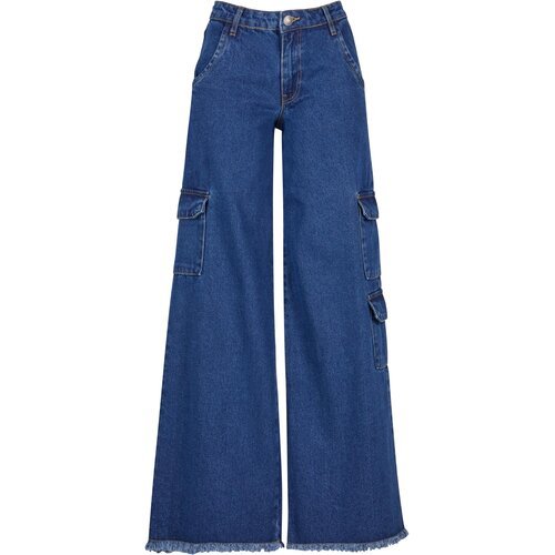 UC Ladies Women's Cargo Jeans with Medium Waist - Blue Cene