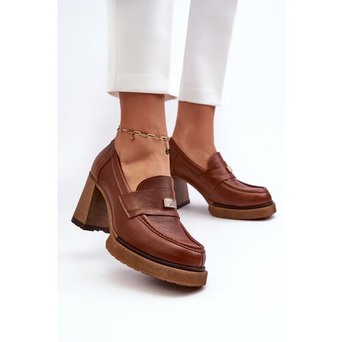 Kesi zazoo brown high heeled leather shoes Slike