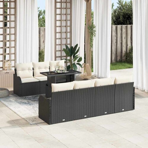  Sjedeća garnitura za vrt 8 kom. 7-Broj sjedala Crna Poli Ratan 231 x 179 x 85 cm Slike
