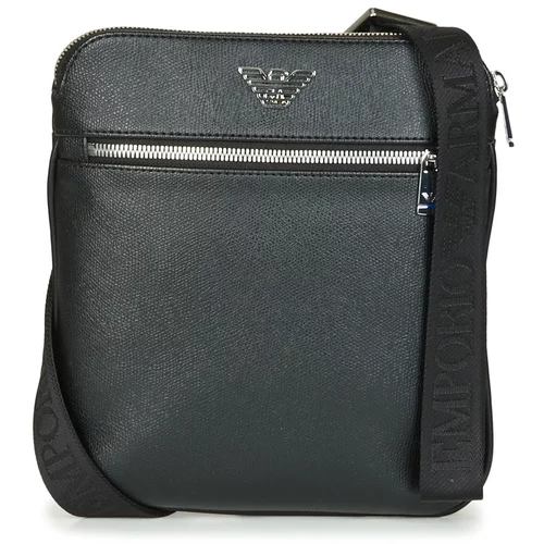 Emporio Armani business flat messenger bag crna