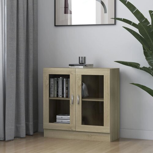 VidaXL Vitrina sonoma hrast 82,5x30,5x80 cm iverna plo&amp;scaron;ča Slike