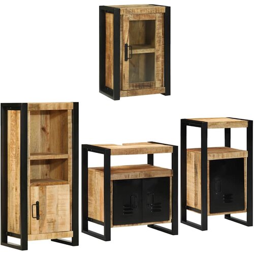 VidaXL Set namje&amp;scaron;taja za kupaonicu 4 kom. Smeđa 55 x 35 x 60 cm - masivno drvo manga Slike