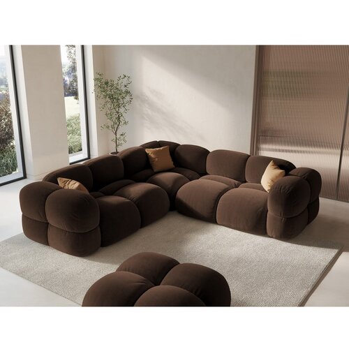 Cosmopolitan Design Temno rjava žametna kotna sedežna garnitura Loretto &amp;ndash; Slike