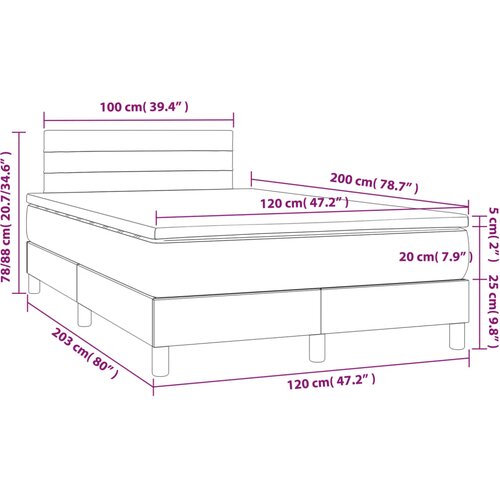  Krevet box spring s madracem LED tamnosmeđi 120x200 cm tkanina Slike