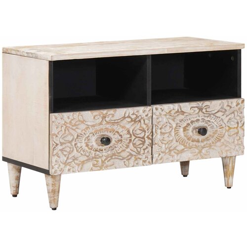 TV ormar s pohranom Bijelo 70 x 33,5 x 46 cm Čvrsto drvo manga Cene