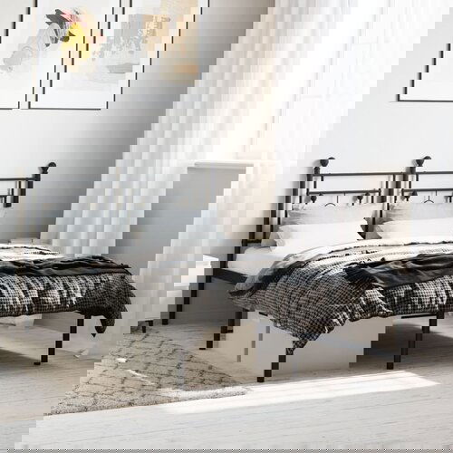 VidaXL Metalni okvir za krevet s uzglavljem crni 120x190 cm Slike