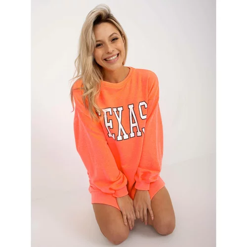 Fashion Hunters Fluo orange long oversize sweatshirt with a print