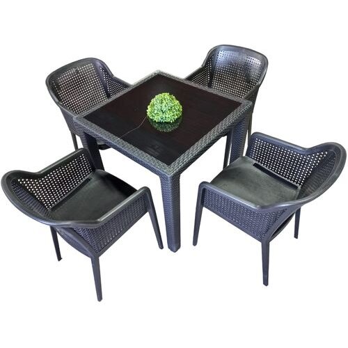 Tilia ba&scaron;tenski set octa sto i 4 stolice crni 80X80 Cene