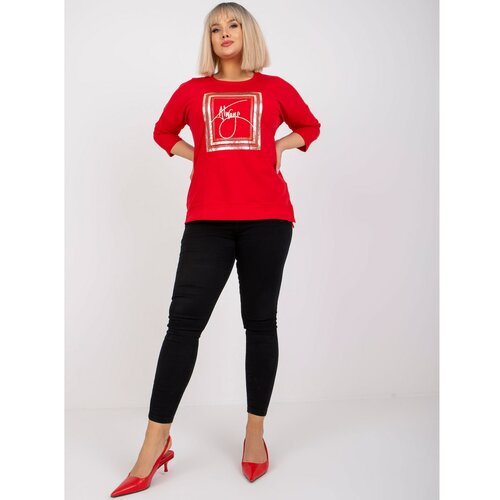 Fashion Hunters Angelicay red plus size 3/4 sleeve blouse Slike
