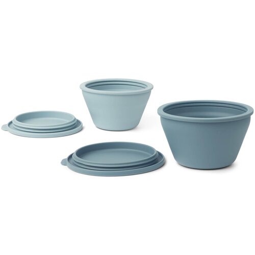 Liewood set 2 zložljivih posodic s pokrovom iz silikona dale sea blue/whale blue mix Cene