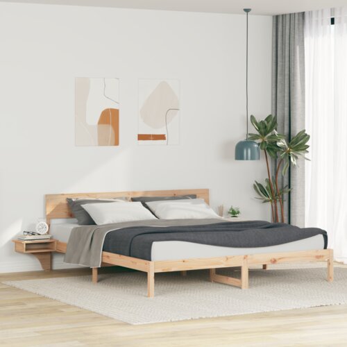  Krevetna konstrukcija Smeđa 200 x 200 cm Masivna borovina Cijene